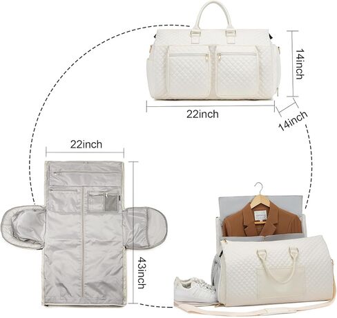 seyfocnia Convertible Carry on Garment Bag,Women Garment Duffle Travel Bag with Shoe Pouch 2 in 1 Hanging Cloting Suit Bag in Saudi Arabia