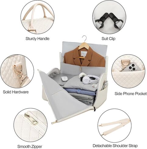 seyfocnia Convertible Carry on Garment Bag,Women Garment Duffle Travel Bag with Shoe Pouch 2 in 1 Hanging Cloting Suit Bag in Saudi Arabia