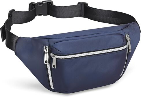 Fanny Pack for Men Women, Waterproof Nylon Anti Theft Waist Bag for Travel Hiking Running Sports Belt Bag (Black) in Kuwait