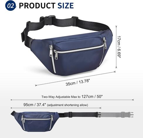 Fanny Pack for Men Women, Waterproof Nylon Anti Theft Waist Bag for Travel Hiking Running Sports Belt Bag (Black) in Kuwait