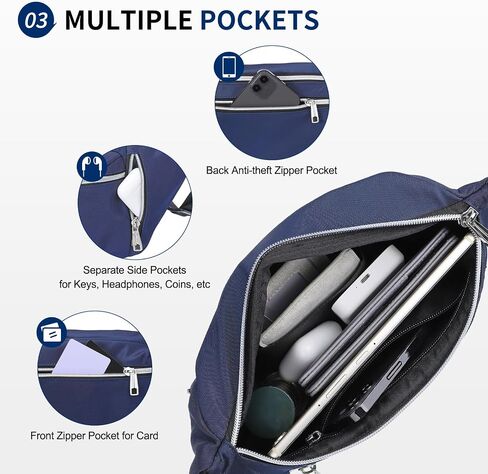 Fanny Pack for Men Women, Waterproof Nylon Anti Theft Waist Bag for Travel Hiking Running Sports Belt Bag (Black) in Kuwait