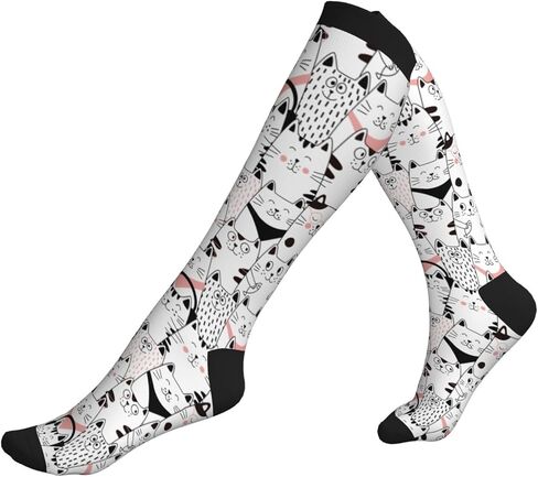 Fun Cats Compression Socks For Women & Men, Knee-High Support Circulation Socks For Running, Travel, Athletic in Saudi Arabia