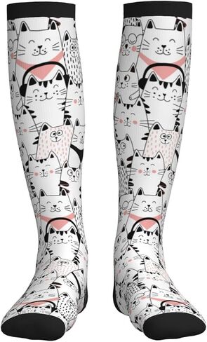 Fun Cats Compression Socks For Women & Men, Knee-High Support Circulation Socks For Running, Travel, Athletic in Saudi Arabia