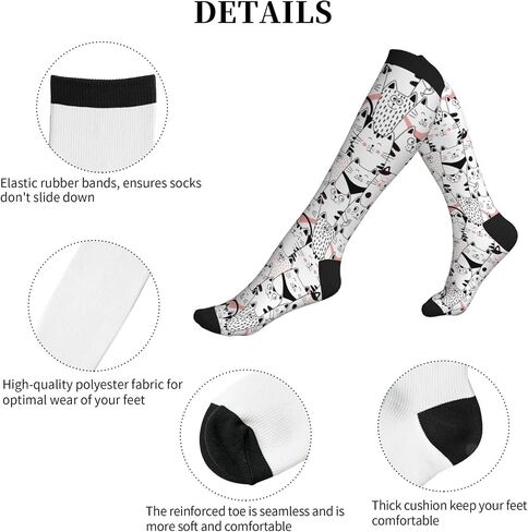 Fun Cats Compression Socks For Women & Men, Knee-High Support Circulation Socks For Running, Travel, Athletic in Saudi Arabia
