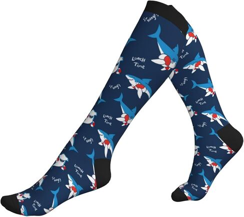 Shark Print Compression Socks For Women & Men, Knee-High Support Circulation Socks For Running, Travel, Athletic in Saudi Arabia