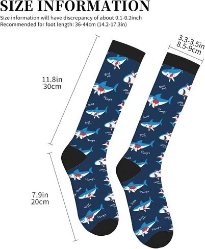 Shark Print Compression Socks For Women & Men, Knee-High Support Circulation Socks For Running, Travel, Athletic in Saudi Arabia