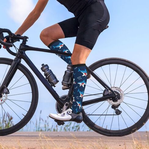 Shark Print Compression Socks For Women & Men, Knee-High Support Circulation Socks For Running, Travel, Athletic in Saudi Arabia