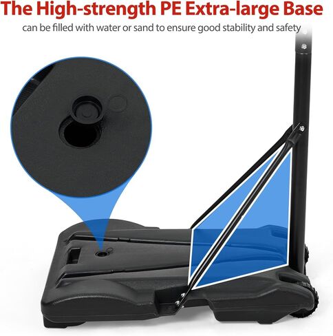 طوق لكرة السلة للأطفال ، نظام هدف كرة السلة القابل للتعديل في الهواء الطلق مع 2 عجلات ، 5-7 قدم سباحة لكرة السلة كرة السلة في الهواء الطلق 28 بوصة مع قاعدة موسعة للأطفال/ البالغين في الهواء الطلق 3+ in Kuwait