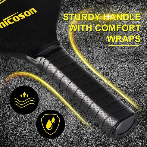 Amicoson Pickleball Paddles - Pickleball Set of 4 Paddles, Indoor & Outdoor Pickleball Balls, Pickleball Paddle Set of 4 Wood Pickleball Racket Ergonomic Cushion Grip, 8 Pickleball Balls & 1 Carry Bag in Saudi Arabia
