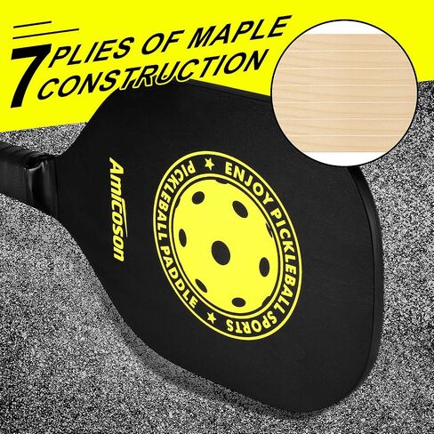 Amicoson Pickleball Paddles - Pickleball Set of 4 Paddles, Indoor & Outdoor Pickleball Balls, Pickleball Paddle Set of 4 Wood Pickleball Racket Ergonomic Cushion Grip, 8 Pickleball Balls & 1 Carry Bag in Saudi Arabia