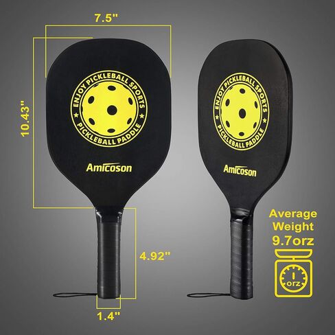 Amicoson Pickleball Paddles - Pickleball Set of 4 Paddles, Indoor & Outdoor Pickleball Balls, Pickleball Paddle Set of 4 Wood Pickleball Racket Ergonomic Cushion Grip, 8 Pickleball Balls & 1 Carry Bag in Saudi Arabia