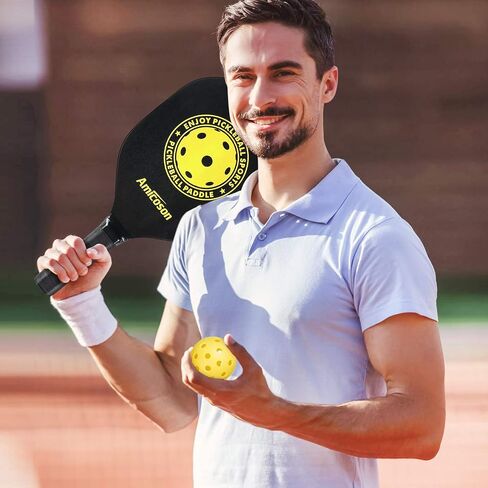 Amicoson Pickleball Paddles - Pickleball Set of 4 Paddles, Indoor & Outdoor Pickleball Balls, Pickleball Paddle Set of 4 Wood Pickleball Racket Ergonomic Cushion Grip, 8 Pickleball Balls & 1 Carry Bag in Saudi Arabia