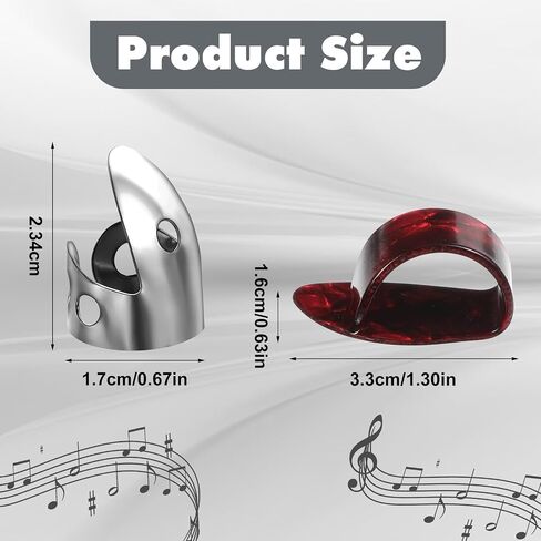 12pcs Steel Finger Picks Set, Includes 8pcs Silver Steel Finger Picks and 4pcs Plastic Celluloid Thumb Picks Adjustable Metal Bass Plectrum for Acoustic Guitar Banjos Mandolin Harp in Saudi Arabia
