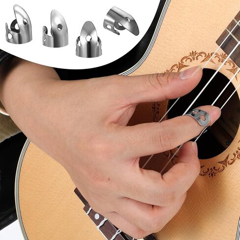 12pcs Steel Finger Picks Set, Includes 8pcs Silver Steel Finger Picks and 4pcs Plastic Celluloid Thumb Picks Adjustable Metal Bass Plectrum for Acoustic Guitar Banjos Mandolin Harp in Saudi Arabia