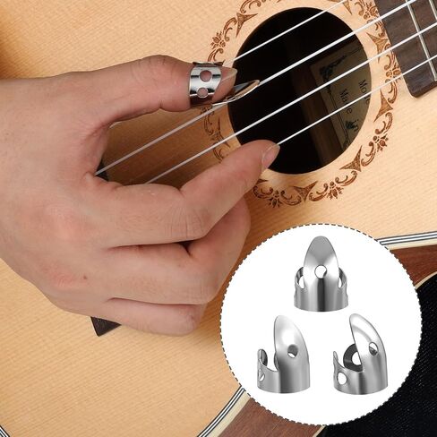 12pcs Steel Finger Picks Set, Includes 8pcs Silver Steel Finger Picks and 4pcs Plastic Celluloid Thumb Picks Adjustable Metal Bass Plectrum for Acoustic Guitar Banjos Mandolin Harp in Saudi Arabia