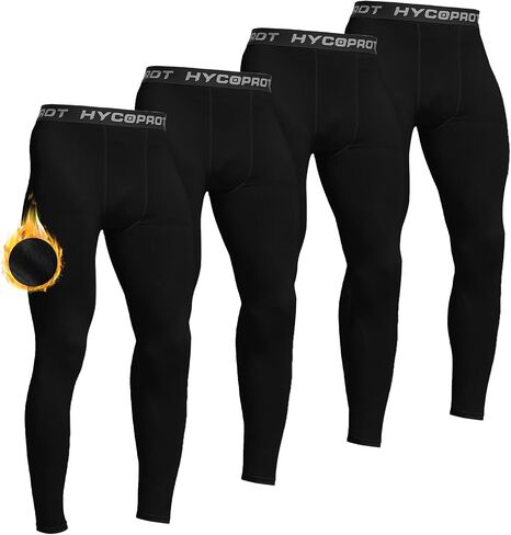 HYCOPROT Men's Thermal Compression Pants, Fleece Lined Athletic Tight Cold Weather Sports Leggings Winter Base Layer Bottoms in Saudi Arabia
