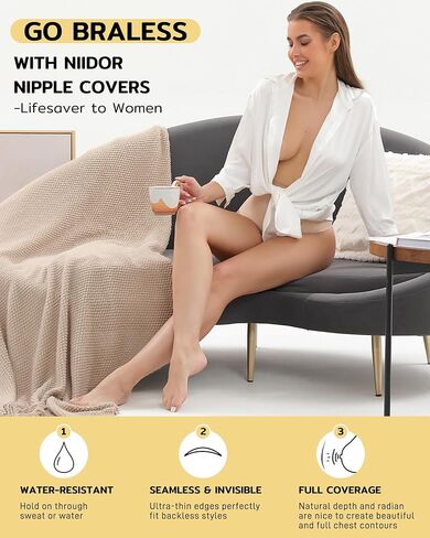 Niidor Nipple Covers Stickers Nipple Pasties Lift Adhesive Nipple Coverings for Women Silicone Invisible Breast Petals Thin Almond in Saudi Arabia