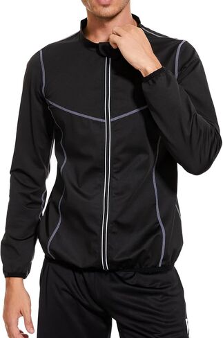 Sauna Suit for Men Sweat Sauna Jackets Long Sleeve Zipper Shirt Workout Body Shaper Gym Top in Saudi Arabia