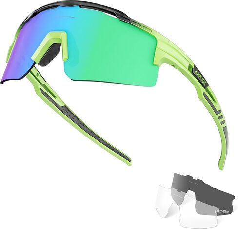 KAPVOE Polarized Cycling Glasses Sports Sunglasses for Men Women, UV400 MTB Bicycle Mountain Bike Glasses with 3 Lenses in Kuwait