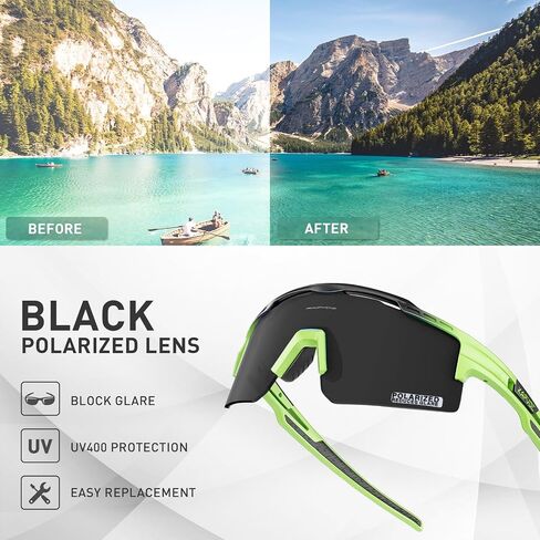 KAPVOE Polarized Cycling Glasses Sports Sunglasses for Men Women, UV400 MTB Bicycle Mountain Bike Glasses with 3 Lenses in Kuwait