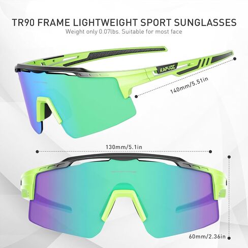 KAPVOE Polarized Cycling Glasses Sports Sunglasses for Men Women, UV400 MTB Bicycle Mountain Bike Glasses with 3 Lenses in Kuwait