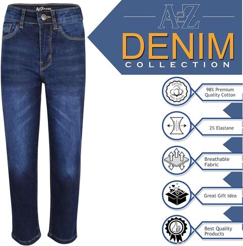 A2Z 4 Kids Boys Relaxed Straight Fit Boot Cut Jeans for Teens Stretchy - Jeans JN63 Jet Black 11-12 in Kuwait