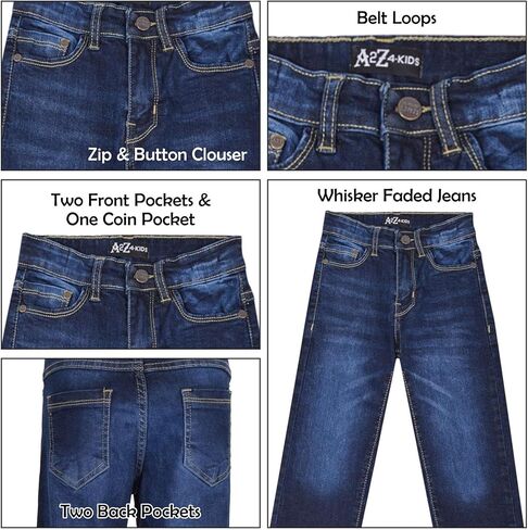 A2Z 4 Kids Boys Relaxed Straight Fit Boot Cut Jeans for Teens Stretchy - Jeans JN63 Jet Black 11-12 in Kuwait