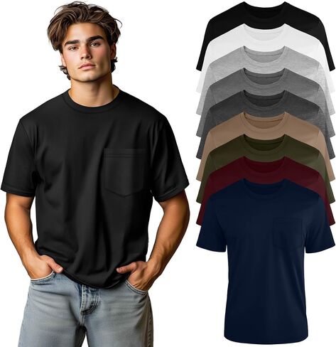 Ficerd 3 Pack Men's Big & Tall T Shirt ، وقمص قمصان القطن القطن القصيرة ذات الأكمام القصيرة in Kuwait