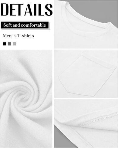 Ficerd 3 Pack Men's Big & Tall T Shirt ، وقمص قمصان القطن القطن القصيرة ذات الأكمام القصيرة in Kuwait