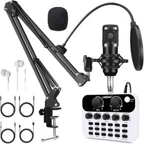S23+BM800 Podcast Equipment Bundle,Condenser Mic Recording Studio,Streaming Podcast Mic Starter Kit,Live Sound Card with dj Mixer Effects & Voice Changer Audio Mixer for Vlog Living YouTube TikTok