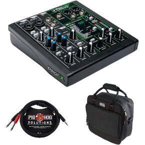 Mackie ProFX6v3 6-Channel Sound Reinforcement Mixer with Built-In FX, Gator Cases G-MIXERBAG-1212 Mixer Bag & Stereo Cable 10' Bundle