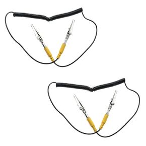 E-outstanding 2PCS an ti-Static ESD Grounding Cable Coiled Cord Double Alligator Clip Claw
