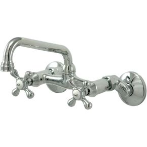 Kingston Brass KS213C Kingston Adjustable Center Wall Mount Kitchen Faucet, 7", Polished Chrome