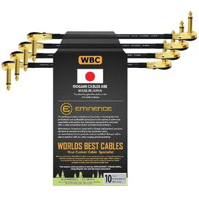 WORLDS BEST CABLES 4 Units - 15 Inch - S-Shaped Pedal, Effects, Patch, Instrument Cable Custom Made Made Using Mogami 2524 Wire and Eminence Gold Plated (6.35mm) R/A Pancake Type Connectors