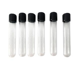 6-Pack of Large 6" inch Tall, 1.86 oz / 55 mL, Glass Airtight Watertight Smellproof Sample Storage Herb Spice Specimen Medical Vial Test Tubes Container w/Black Caps