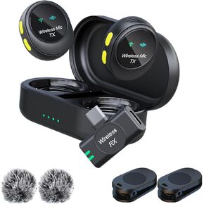 Wireless Lavalier Microphone for iPhone/Android with Noise Cancellation, USB-C Plug Mini Microphone,1000ft Range, Clip on Lapel Mic for for Video Recording TikTok YouTube