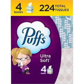 Puffs Ultra Soft Facial Tissues, 4 Cubes, 56 Facial Tissues Per Box