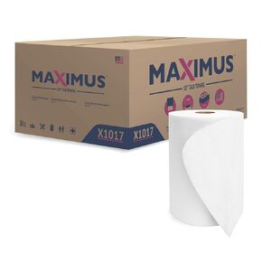 Maximus X0907 Recycled Paper Towels with Superior Absorbency, 10" Commercial Paper Towels Rolls Suitable for Office, Restaurant, and Healthcare Facilities, 6 Rolls Per Case
