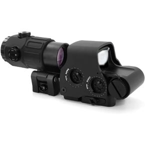 558+5X Sight Combo 558 Green/Red Dot Holographic Sight Scope + 5X Magnifying Glass, Quick Release Holographic Rollover Multiplier, for 20mm Rail Mount