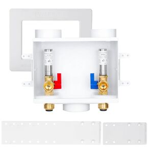 Premium Washing Machine Outlet Box, with Stainless Steel Water Hammer Arrestor, 1/2" Push-Fit x 3/4" MHT, Laundry Washer Valve Outlet Box with Clear Text Instructions