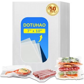 Vacuum Sealer Bags for Food, 7" x 10" Food Storage Bags, Baggies, Food Bag, Vacuum Bags for Food Storage and Cooking, Food Vac Bags for Storage, Meal Prep (50 Pcs,7" x 10")