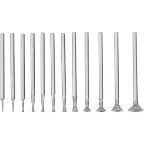 12 Pcs 3/32" Bowl Bowl Shape Diamond Burr Set Mounted Grinding Bits for Grinding and Carving Field Stone Ceramic Rotary Tool (0.5mm-8mm)
