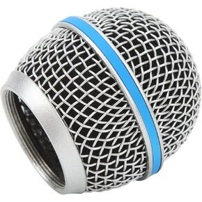 Microphone Ball Head Mesh Grill, Stainless Steel Mic Ball Head Cover Replacement for Beta58 Beta58A SM58 SM58LC SM58S SA M30 SV100 UT2 PGX24 SLX4, Inner Foam Filter