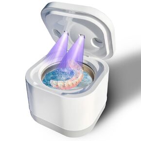 Ultrasonic Retainer Cleaner - Denture Cleaner Machine for All Dental Appliances - Mouth Guard Cleaner with Wider Capacity of 6.7 Fl Oz (200ML), 25W 45kHz - Cleans Effectively Restores Shine