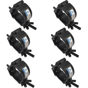 6 Pack O-Clamp Stage Lights Truss Clamp, 2" Aluminum Light Clamps, LED PAR DJ Spots Lights Moving Head Beam Spot Clamps, Fit for 48-51mm (1.88-2") OD Tube/Pipe, Heavy Duty 220lbs, TUV Certificated