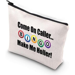 BDPWSS Funny Bingo Gifts Bingo Cosmetic Bag Bingo Player Gift Come On Caller Make Me Holler Bingo Lucky Bingo Pouch Bag For Bingo Gambler Gifts (Make me holler)