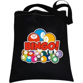 CMNIM Bingo Lover Gift Funny Bingo Gifts Bingo Tote Bag Bingo Player Gifts Bingo Game Gifts Travel Tote Bag (202348 bingo tote أسود 1) in Kuwait