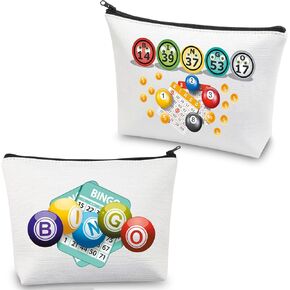 CMNIM Bingo Lover Gift Funny Bingo Gifts Bingo Makeup Bag Cosmetic Bag Bingo Player Gifts Bingo Game Gifts Travel Organizer Case (Bingo Bag White)