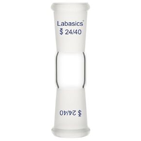 Glass Straight Connecting Adapter, Borosilicate Glass Two 24/40 Ground Outer Standard Taper Joints for Laboratory Distillation, 1.18 inch