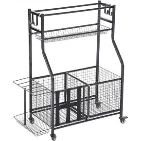 Weight Rack for Home Gym, Home Gym Storage for Dumbbells Yoga Mat Kettlebells Foam Roller, Balls, 3-Tier Gym Organization for Home Gym with Wheels and Hooks for Exercise Equipment Storage